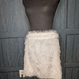 White Fuzzy Bodycon Skirt